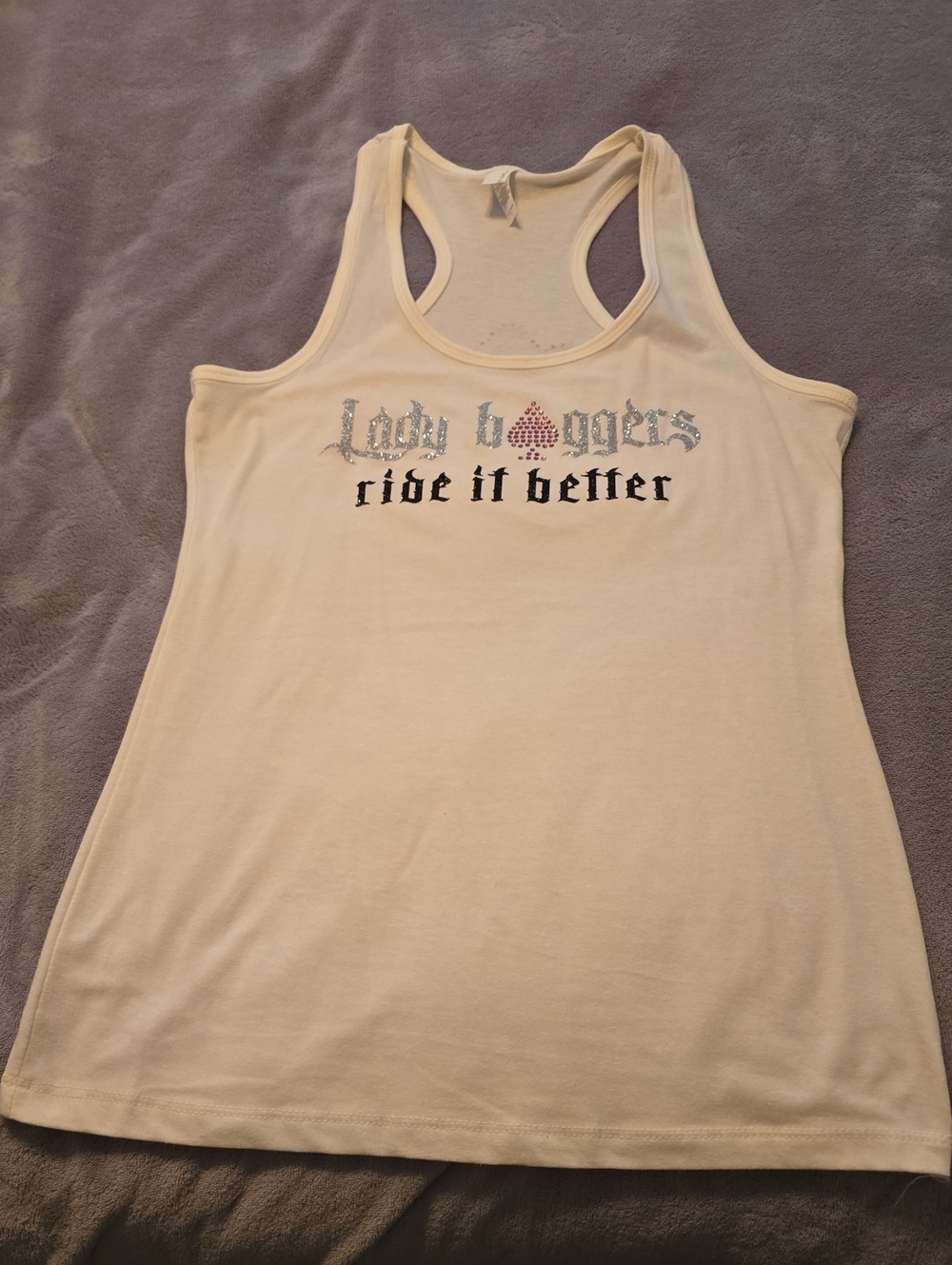 Lady Baggers "Ride It Better" White Racerback Tank